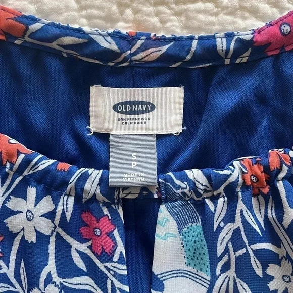 Old Navy Dress Long Women Small Bird Floral Print Blue Sleeveless Lined Cottage - Picture 6 of 17